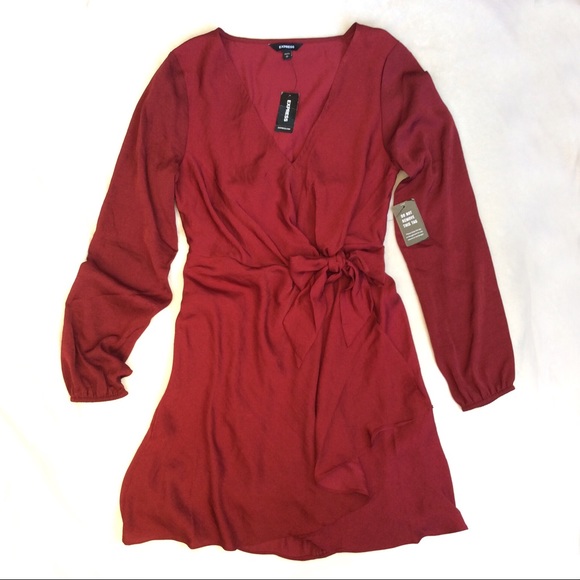 Express Dresses & Skirts - Express Dark Red Mock Wrap Dress